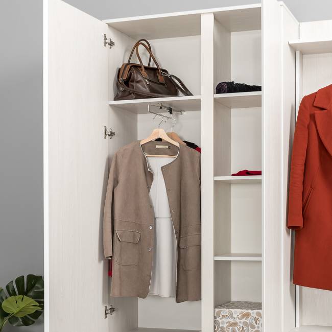 Два Шкафа комбинированных для одежды с зеркалами внутри на створке Ника цвет ясень анкор светлый Два Шкафа комбинированных для одежды с зеркалами внутри на створке Ника цвет ясень анкор светлый