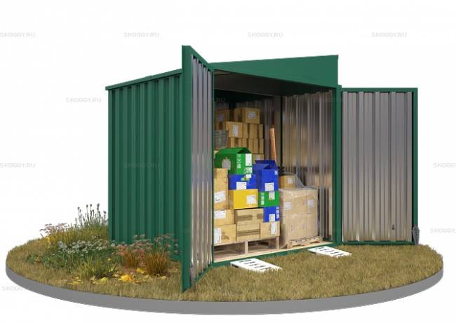Хозблок SKOGGY секционный с односкатной крышей 2 х 2 м, зелёный мох