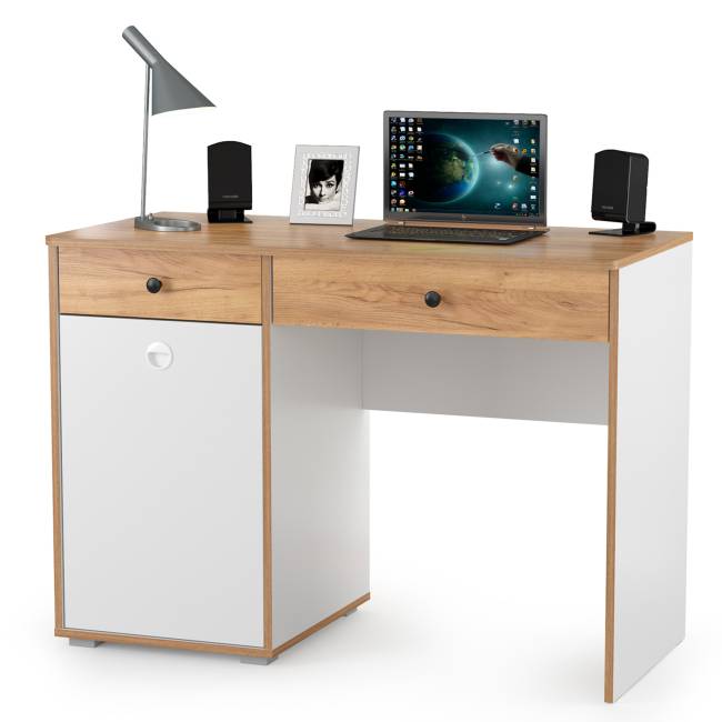 Мебель в детскую для двоих детей Вуди компоновка № 16 цвет белый премиум/дуб крафт золотой