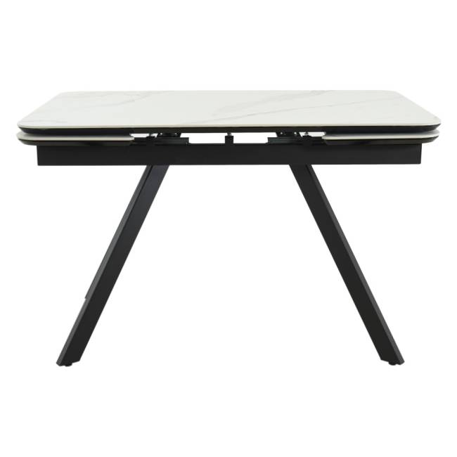 Стол Arthur раскладной 120-184x80x75см, керамогранит белый мрамор Greys White, чёрный