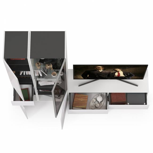 Сидней комплектация № 24 цвет белый/чёрный/фасады МДФ белый глянец Сидней комплектация № 24 цвет белый/чёрный/фасады МДФ белый глянец