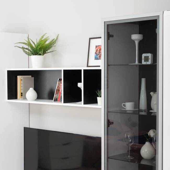 Сидней комплектация № 24 цвет белый/чёрный/фасады МДФ белый глянец Сидней комплектация № 24 цвет белый/чёрный/фасады МДФ белый глянец