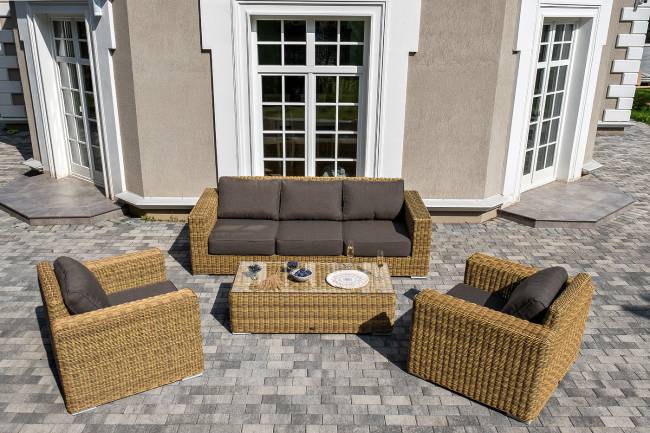 "Боно" лаунж-зона из искусственного ротанга, цвет соломенный "Боно" лаунж-зона из искусственного ротанга, цвет соломенный