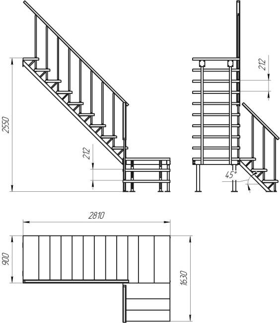 Комбинированная межэтажная ЛЕС-05 2550 проем 2810-900, Сосна