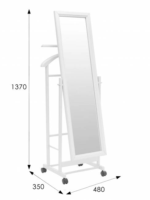 Вешалка костюмная с зеркалом на колесах В 24Н белый Вешалка костюмная с зеркалом на колесах В 24Н белый