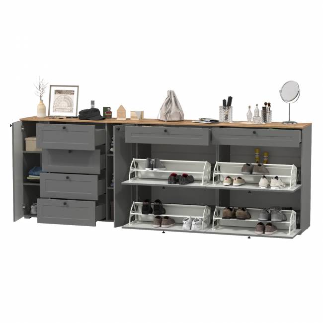 Две обувницы и комод Остин цвет серый графит/дуб крафт золотой