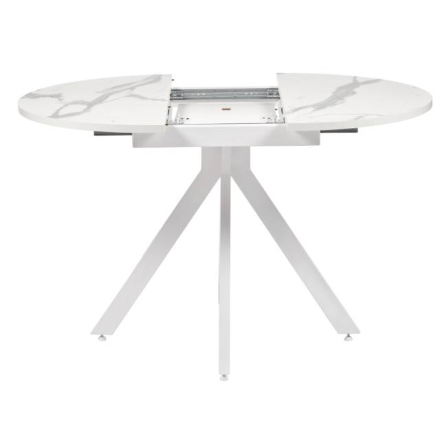 Стол Rudolf круглый раскладной 90-120x90x75см, белый мрамор, белый