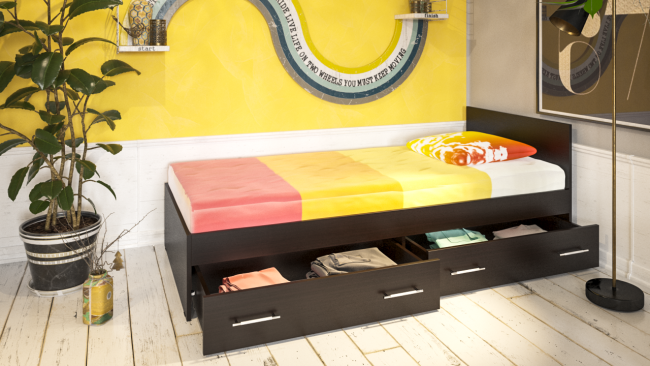 Кровать с ящиками Стандарт 0900 цвет венге Кровать с ящиками Стандарт 0900 цвет венге