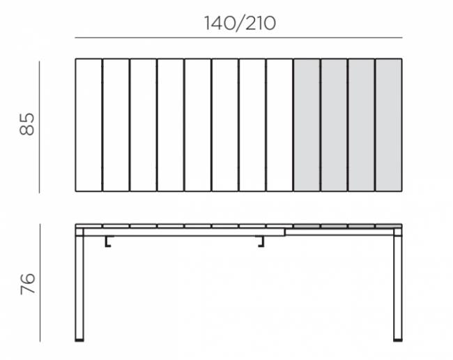 Стол пластиковый раздвижной Rio 140 Extensibile антрацит 1400-2100х850х760 мм Стол пластиковый раздвижной Rio 140 Extensibile антрацит 1400-2100х850х760 мм