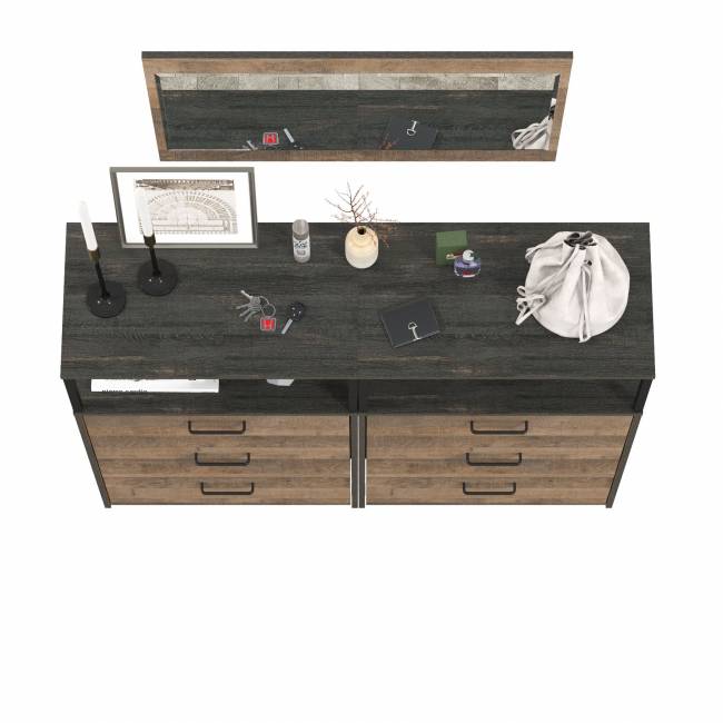 Два комода с ящиками Трувор 13.307.02 и зеркало цвет дуб гранж песочный/интра