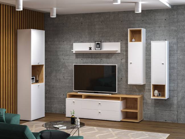 Полка гостиная Бэль цвет белый премиум Полка гостиная Бэль цвет белый премиум