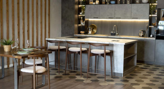 Стул Noble полубарный, массив бука - графит - бук светлый