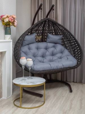 Подвесное двухместное кресло из искусственного ротанга "FRESCO GRANDE", коричневый