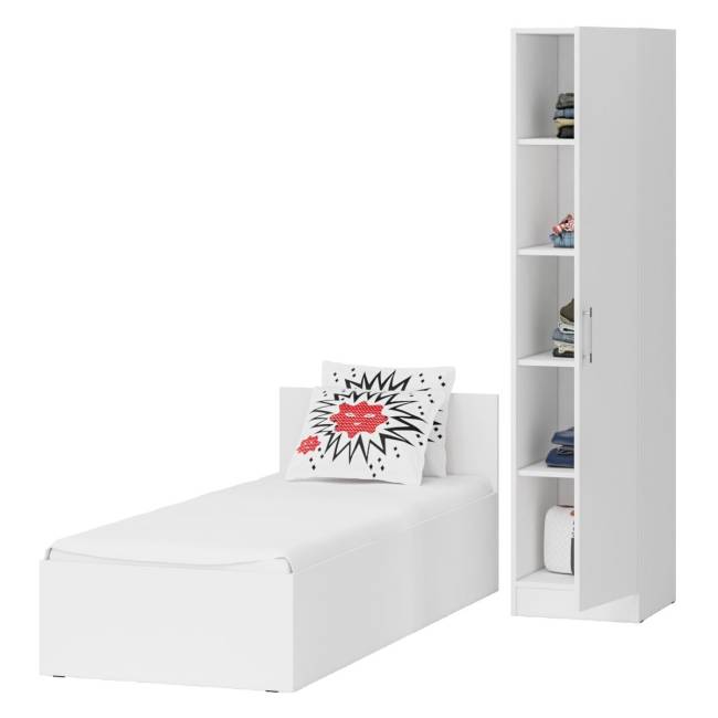 Кровать белая односпальная 800 с пеналом Стандарт цвет белый