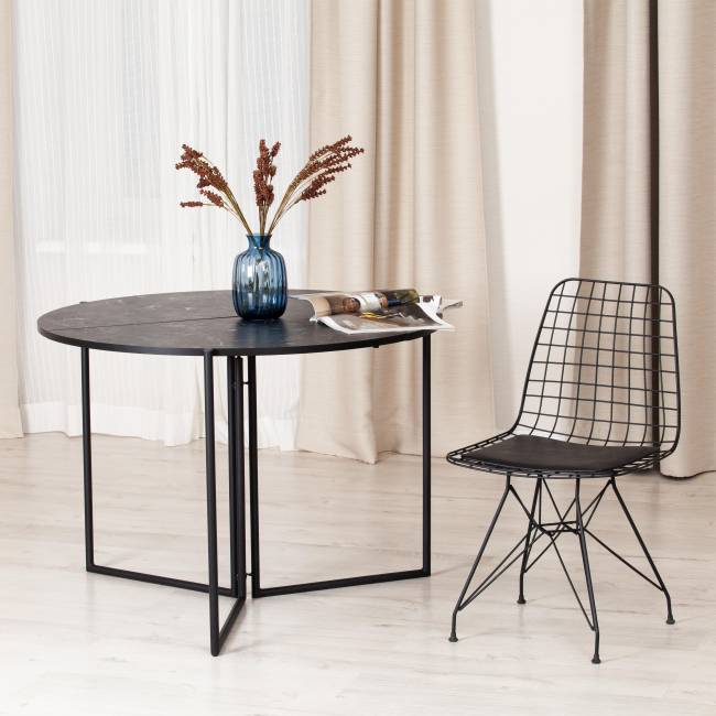 Стол складывающийся YOOP (mod. 1202) ЛДСП+меламин/металл, 100 х 100 х 72 см, чёрный мрамор/чёрный чёрный мрамор/чёрный ЛДСП+меламин/металл