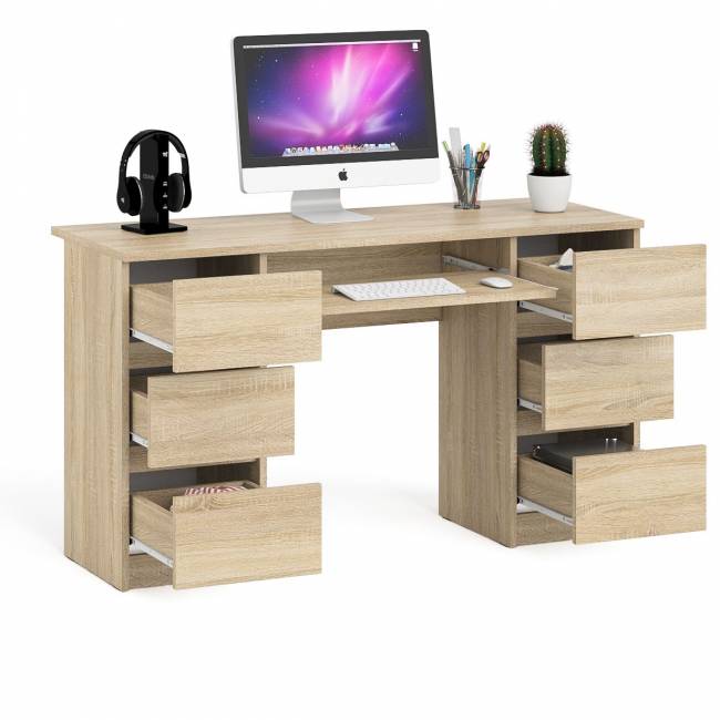 Компьютерный стол с двумя тумбами Мори МС-2 цвет дуб сонома Компьютерный стол с двумя тумбами Мори МС-2 цвет дуб сонома