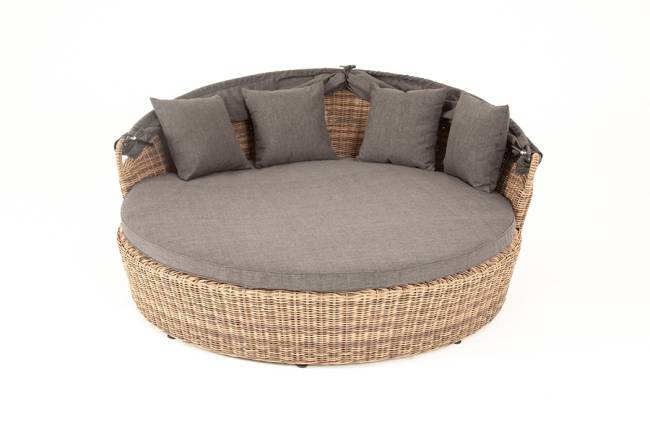 "Стильяно" плетеная кровать круглая, цвет соломенный