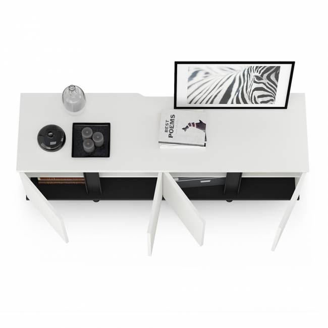 Тумба под ТВ Квадро 13.276 цвет белый шагрень/чёрный Тумба под ТВ Квадро 13.276 цвет белый шагрень/чёрный