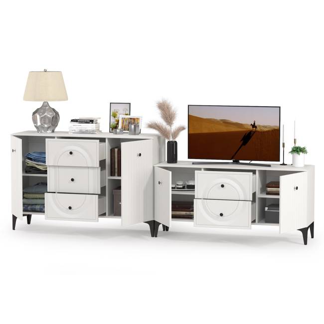 Комод Валенсия 13.309 с тумбой под ТВ Валенсия цвет белый шагрень