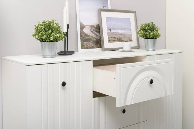 Комод Валенсия 13.309 с тумбой под ТВ Валенсия цвет белый шагрень