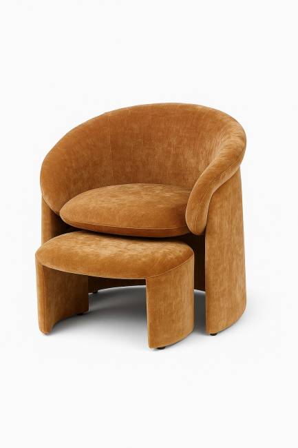 Кресло+оттоманка HUG AT5139-13 Коричневый, ткань/каркас металл в обивке AT5139-13 ®DISAUR