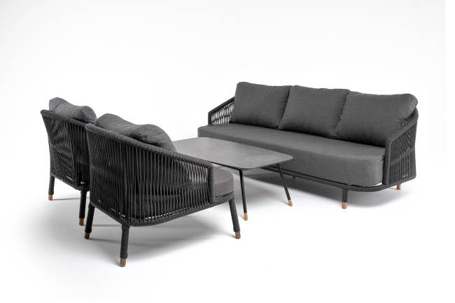 "Верона" лаунж-зона 5-местная плетеная из роупа (веревки), каркас алюминиевый темно-серый, роуп темно-серый "Верона" лаунж-зона 5-местная плетеная из роупа (веревки), каркас алюминиевый темно-серый, роуп темно-серый