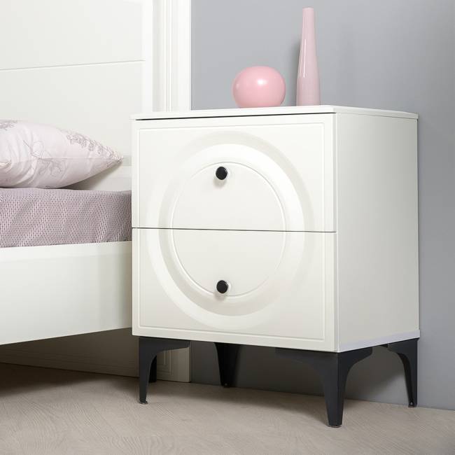 Комплект белой мебели для спальни Валенсия № 35 цвет белый шагрень/чёрный