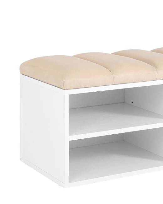 Обувница Хольст 2 белая велюр бежевый