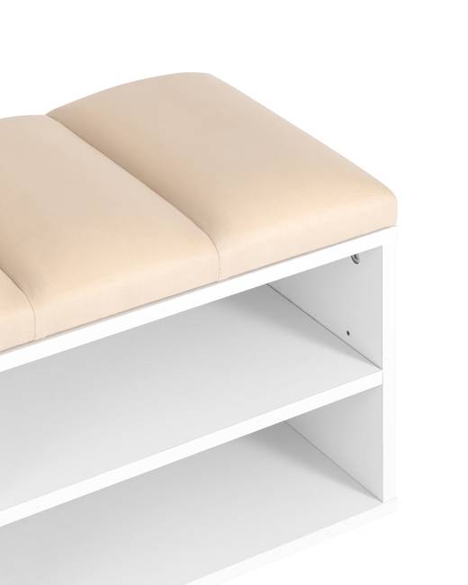 Обувница Хольст 2 белая велюр бежевый