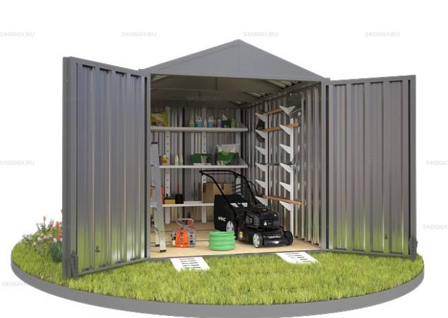 Хозблок SKOGGY секционный с двускатной крышей 3 х 2 м, цинковый