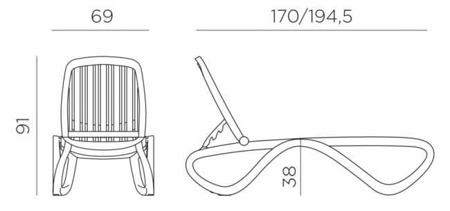 Шезлонг-лежак пластиковый Tropico тортора 1700-1945х690х910 мм Шезлонг-лежак пластиковый Tropico тортора 1700-1945х690х910 мм
