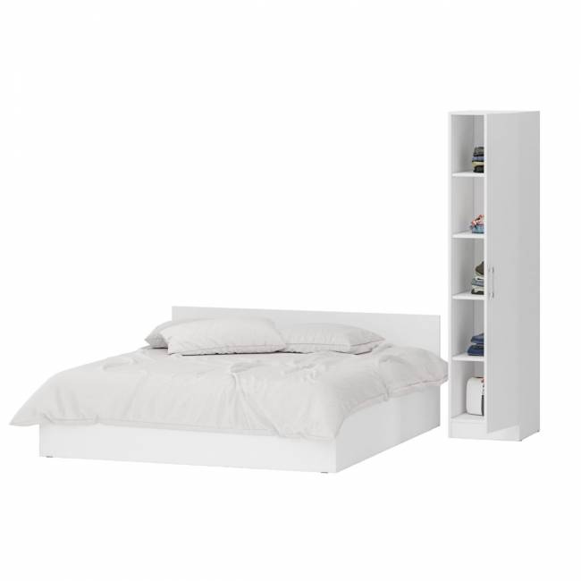 Кровать белая двуспальная 1800 с пеналом Стандарт цвет белый