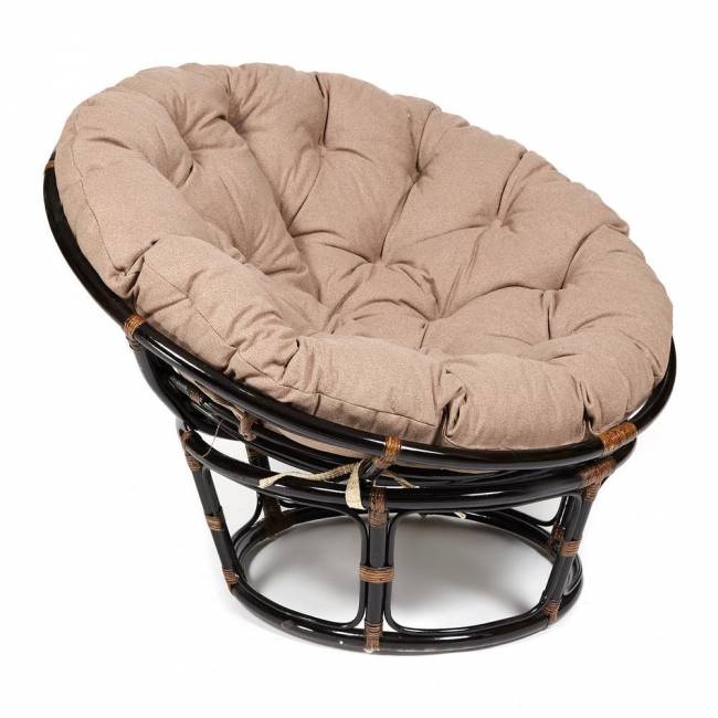 Кресло PAPASAN/ПАПАСАН 23/01 W  /с подушкой/ 115х101х104 см, Antique brown (античный черно-коричневый), экошерсть Коричневый, 1811-5