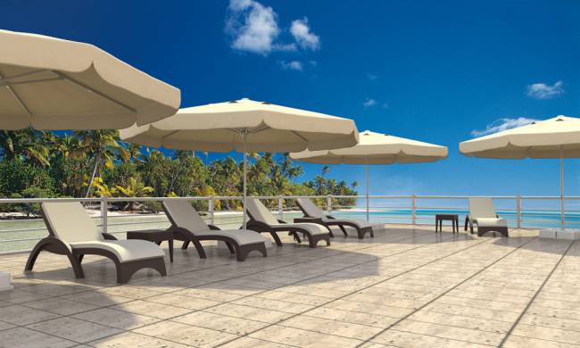 Шезлонг пластиковый с матрасом GS 1009 (Fiji) коричневый, слоновая кость 1870x730x340 мм